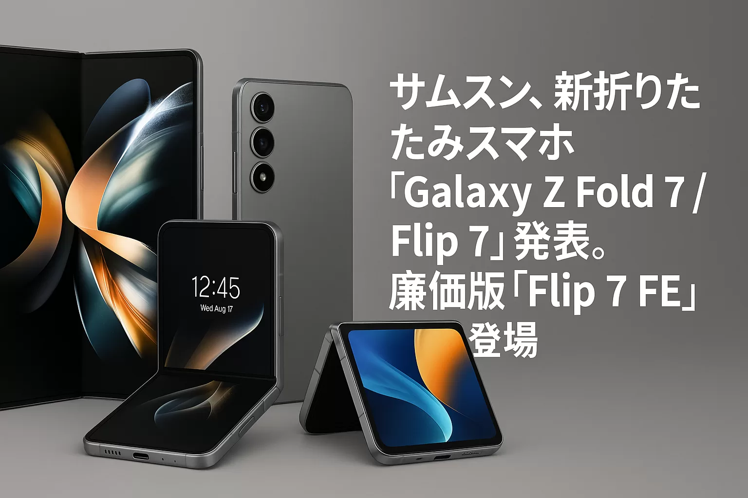 サムスン、新折りたたみスマホ「Galaxy Z Fold 7 / Flip 7」発表。廉価版「Flip 7 FE」も登場