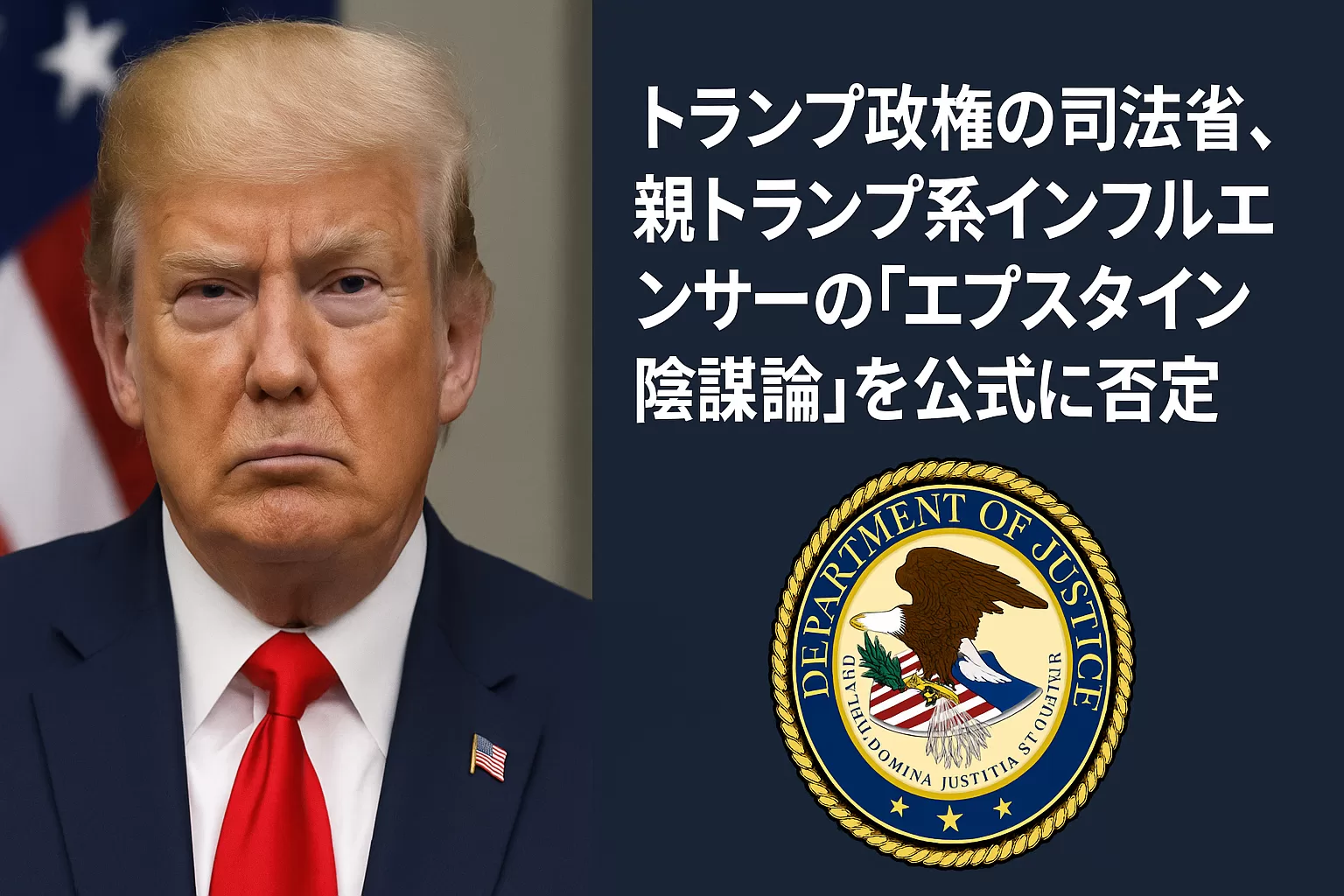 トランプ政権の司法省、親トランプ系インフルエンサーの「エプスタイン陰謀論」を公式に否定